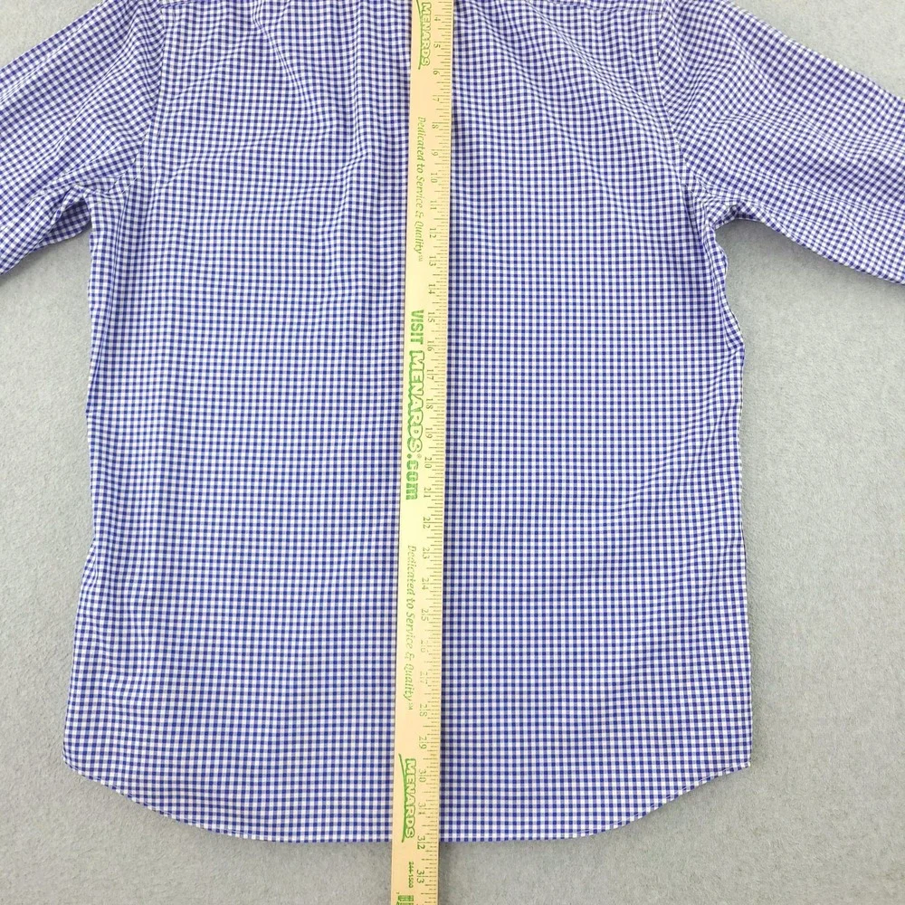 Banana Republic Dress Shirt Mens XL Blue Gingham Slim Fit Non Iron Cotton